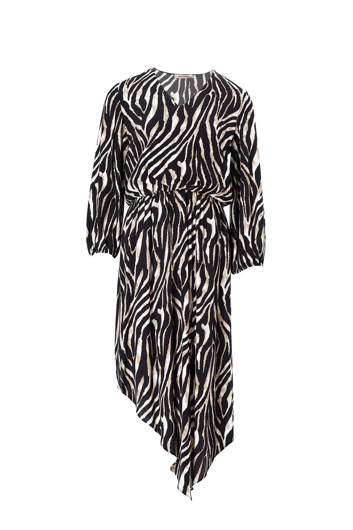 Zebra Desenli Maroken Elbise