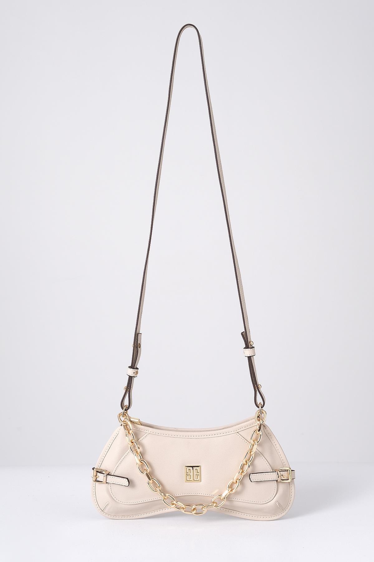 Zincir Aksesuarlı Uzun Deri Askılı El Omuz Çanta