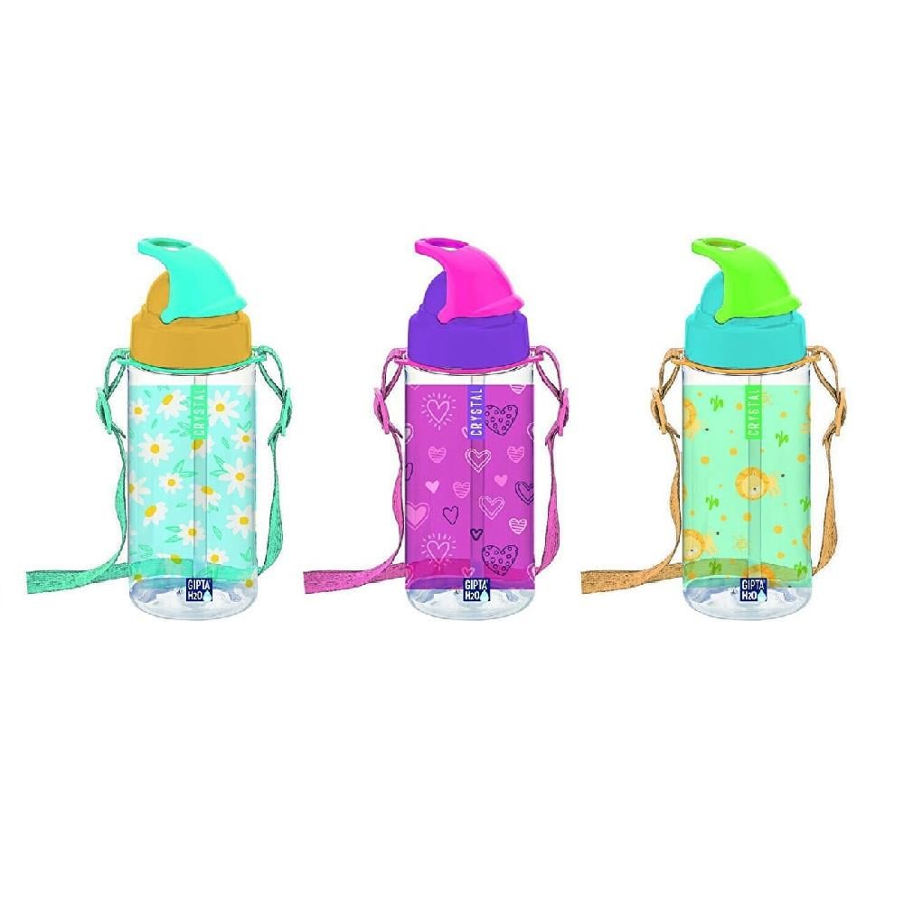 Gıpta Crystal Tritan Desenli Pipetli Matara (suluk) 500 Cc (karışık Renk 1 Adet) 