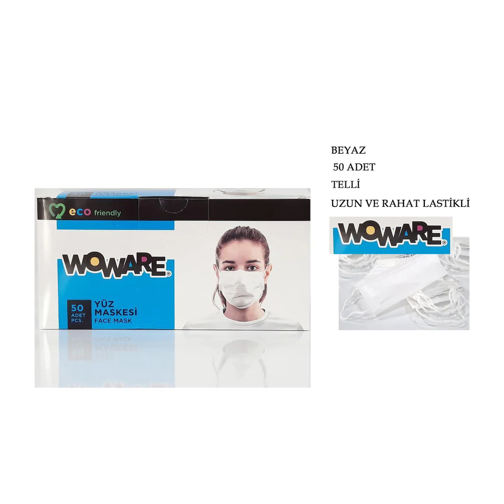 Ece Woware 50li Kutu Maske Telli 3 Katlı