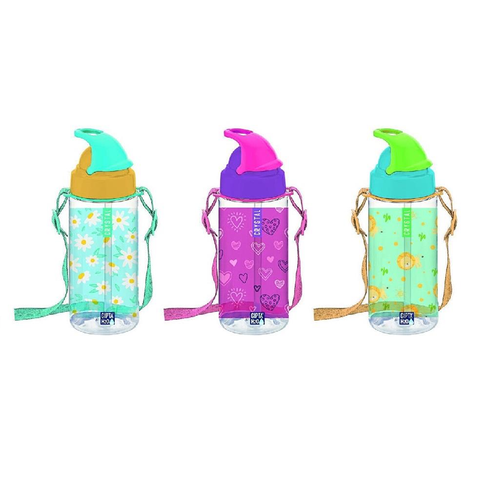Gıpta Crystal Tritan Desenli Pipetli Matara (suluk) 500 Cc (karışık Renk 1 Adet) 