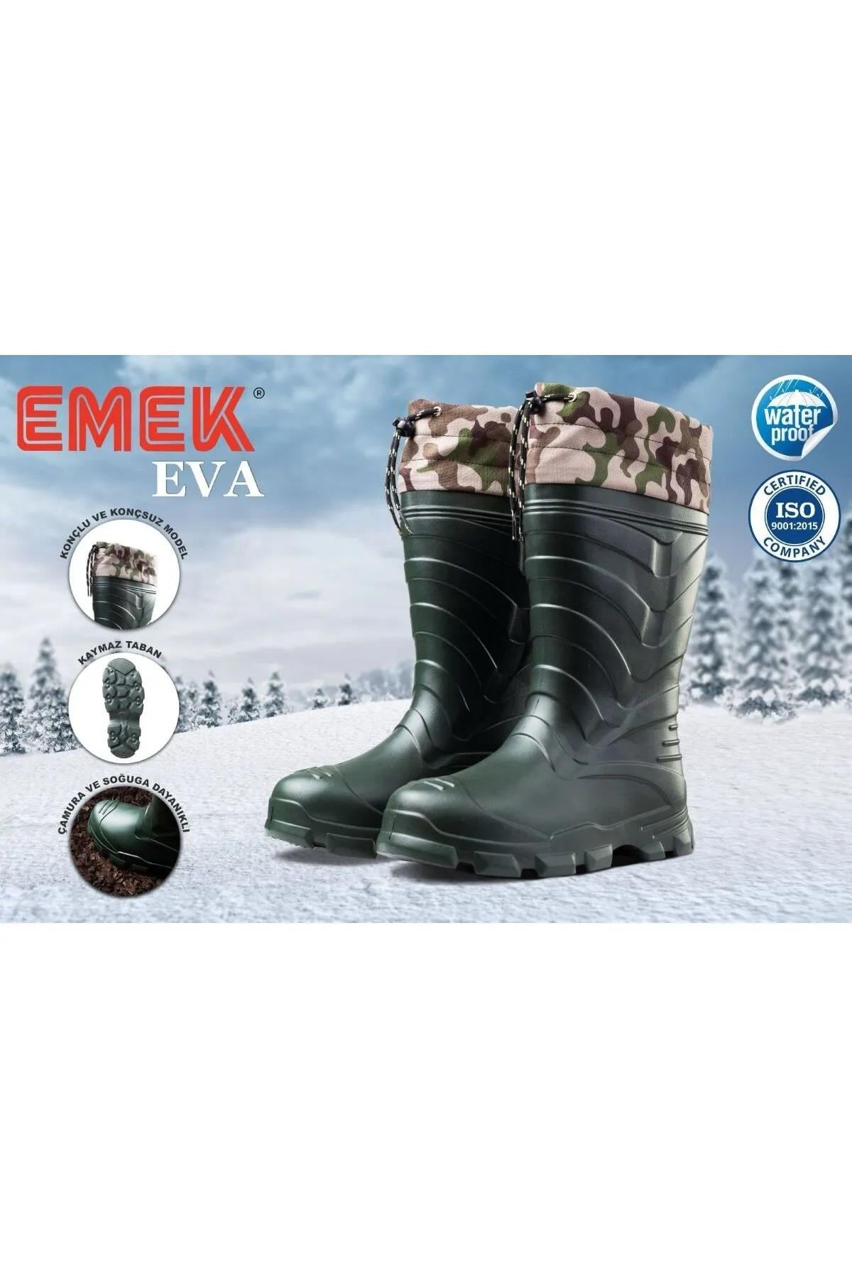 Emek Erkek Haki İçi Çoraplı Ultra Hafif Yağmur Çizmesi