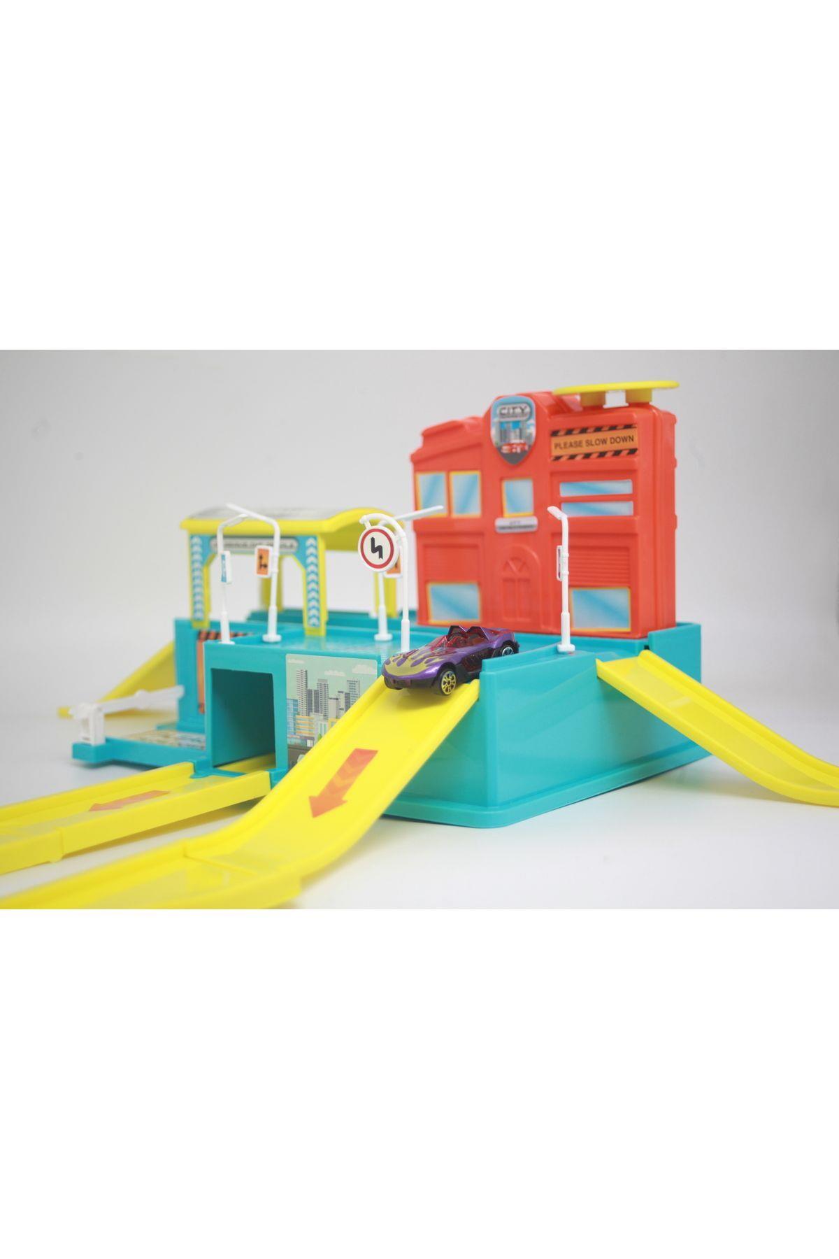 Global Toys Şehir Otopark Oyuncak Garaj Seti Pisti - Otopark - İstasyon Araba Oyun Seti ( Arabalı )