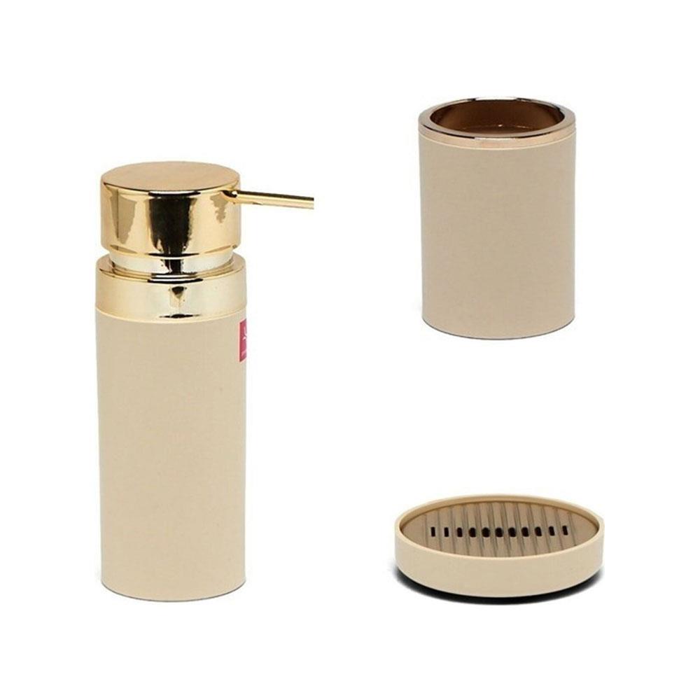 Prima Nova Primanova Lenox Bej Altın 3 'lü Banyo Takımı Seti