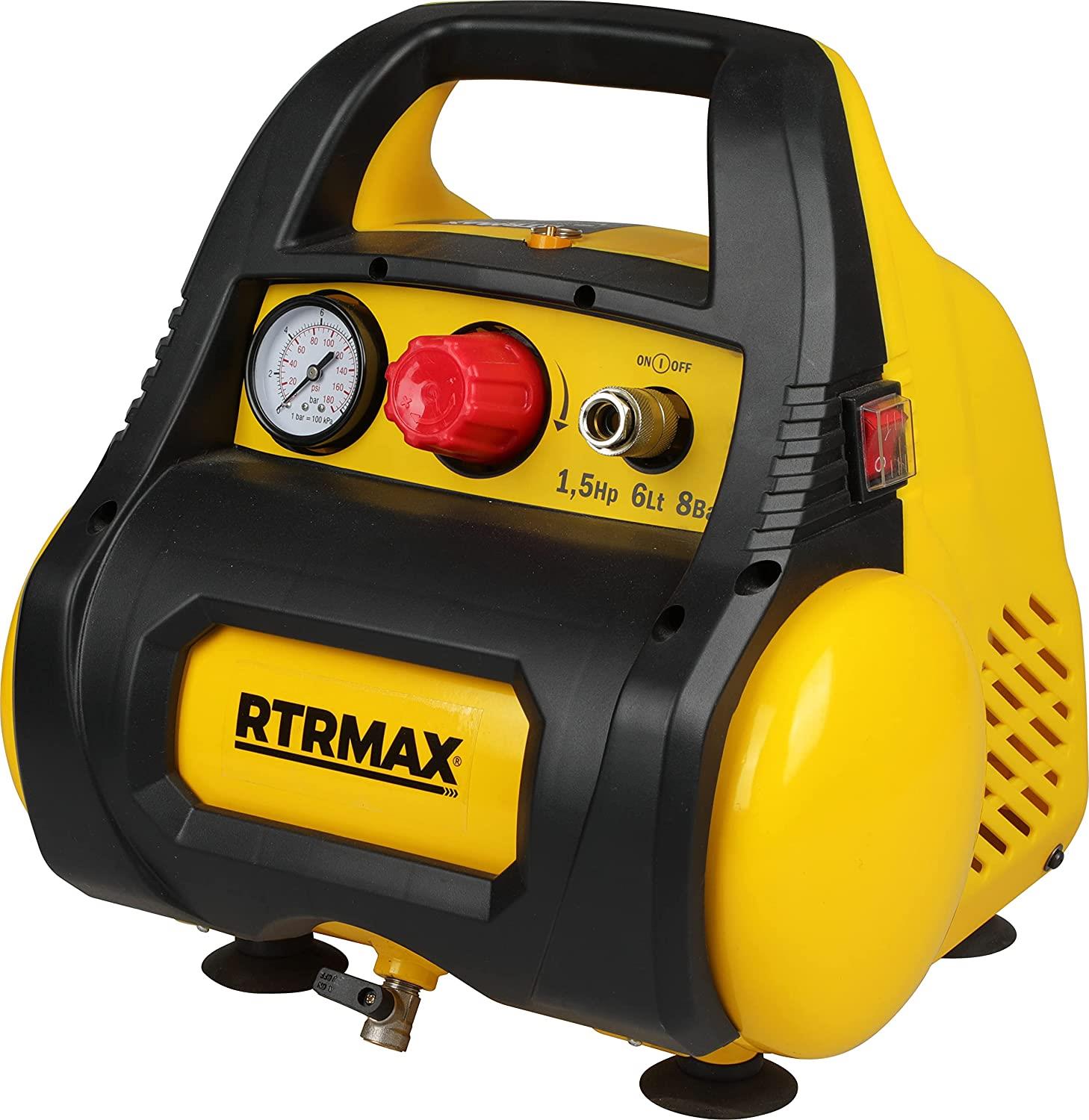 Rtrmax RTM720 1.5 Hp 8 Bar 6 LT Yağsız Hava Kompresörü Sarı