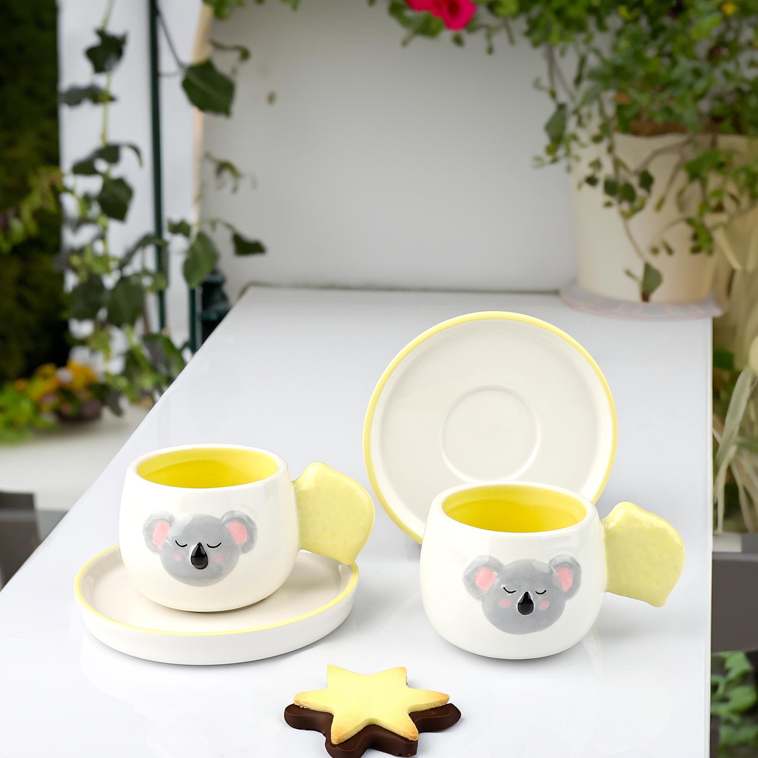 Kosova Koala Figürlü 2’li Seramik Kahve Fincan Seti