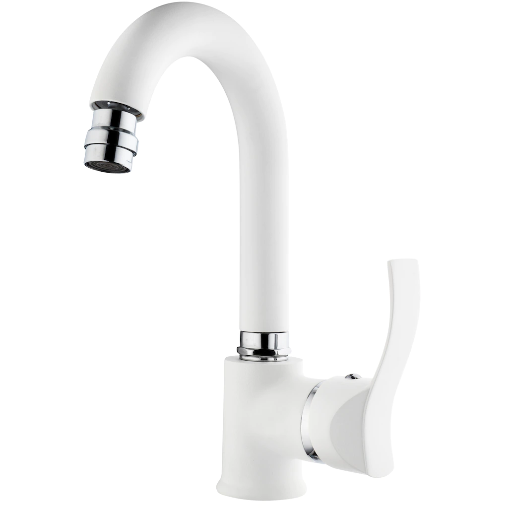 Gms Akdeniz Beyaz Krom Kuğu Lavabo Musluk Bataryası AKD401-K