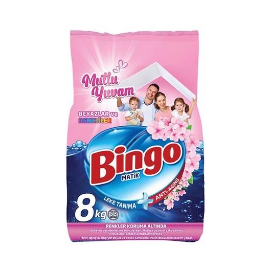 Bingo Matik Mutlu Yuvam Beyaz ve Renkliler İçin Anti Aging Toz Çamaşır Deterjanı 8 KG