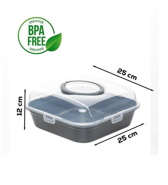 Porsima 1096 Antrasit Pasta Kek Börek Kabı - Taşıma çantası - Kilitli Fanus