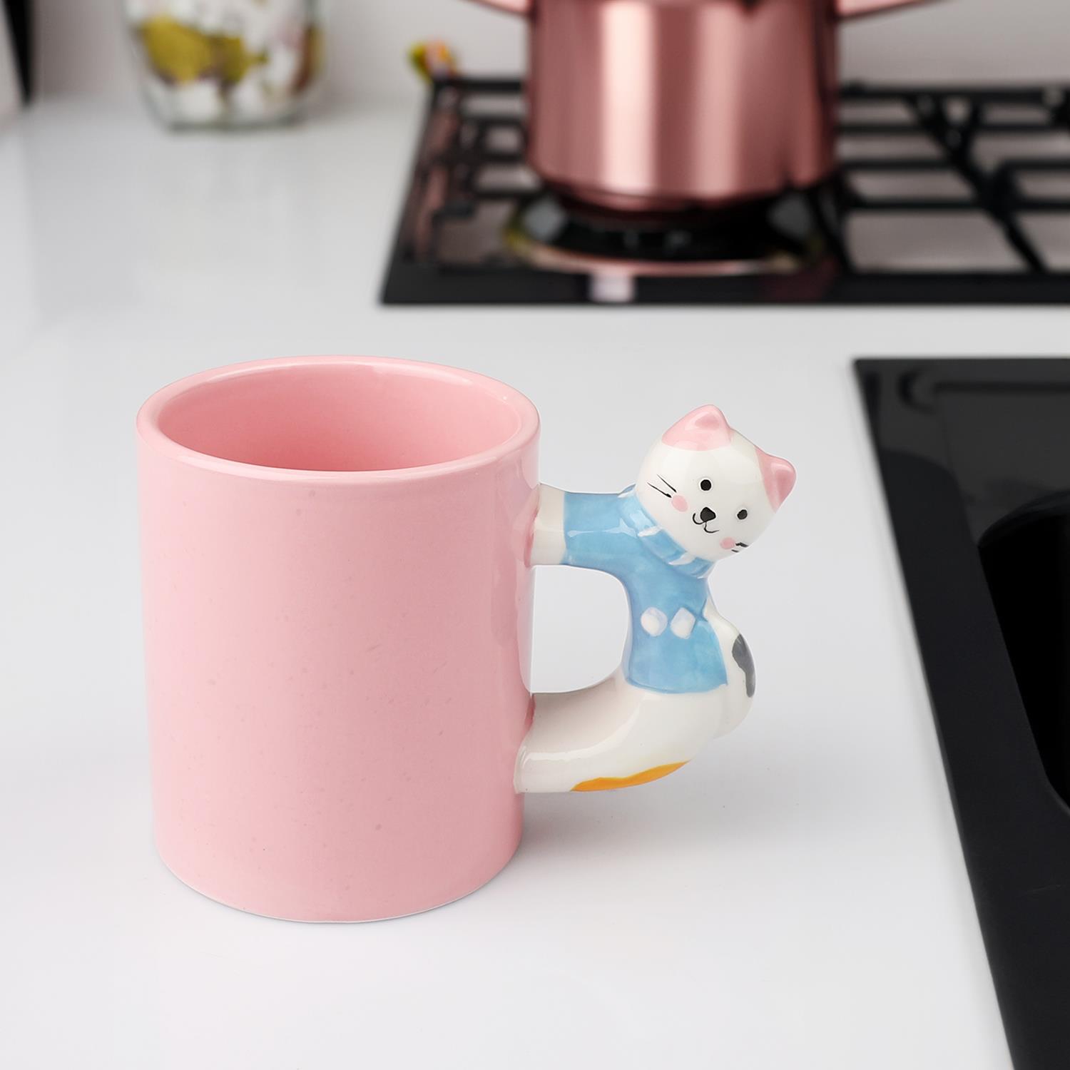 Kosova Kedi Figürlü Seramik Kupa 445 ml