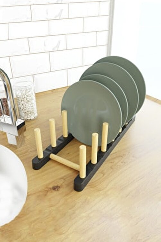 Seowood Ahşap Bölmeli Tabak Standı