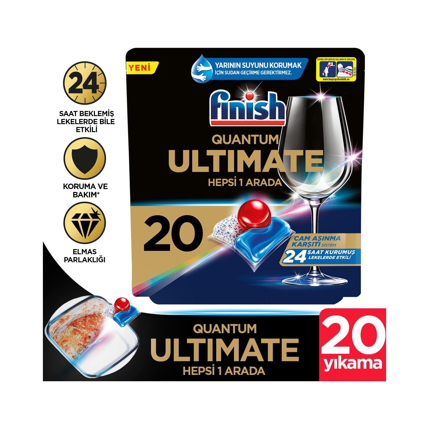 Finish Quantum Ultimate 20 Kapsül Bulaşık Makinesi Deterjanı Tableti