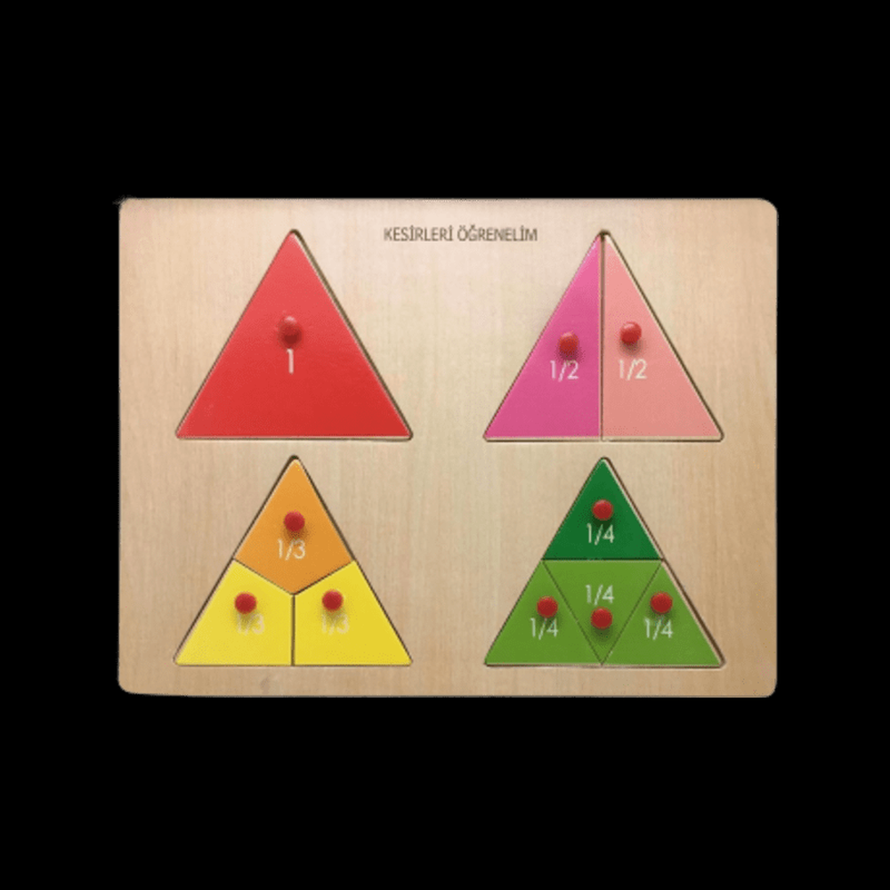 Bu - Bu Ahşap Üçgen Kesirler Frame Çocuk Puzzle