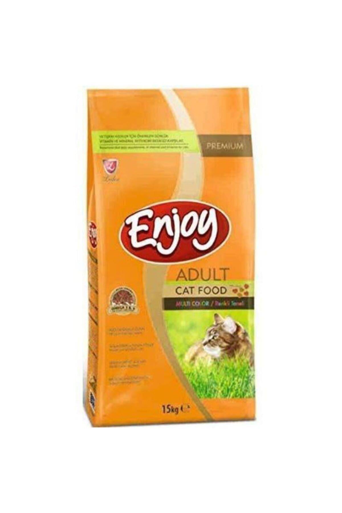 Enjoy Tavuklu Yetişkin Çok Renkli Kedi Maması 15 Kg