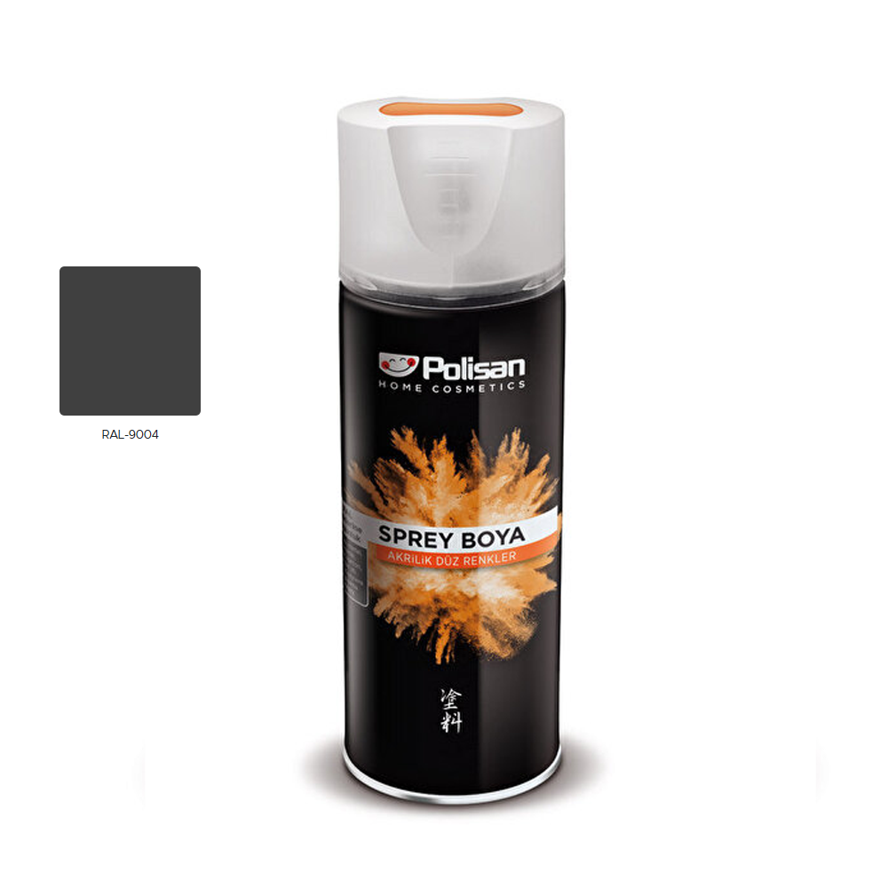 Polisan Akrilik Sprey Boya Mat Siyah 400ml Ral 9004
