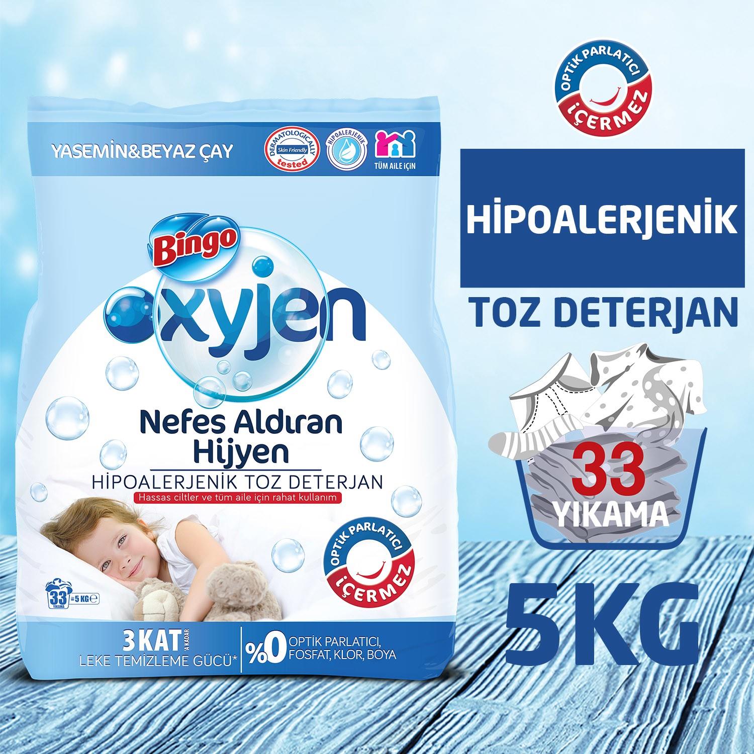 Bingo Oksijen Hipoalerjenik Toz Çamaşır Deterjanı 5 Kg