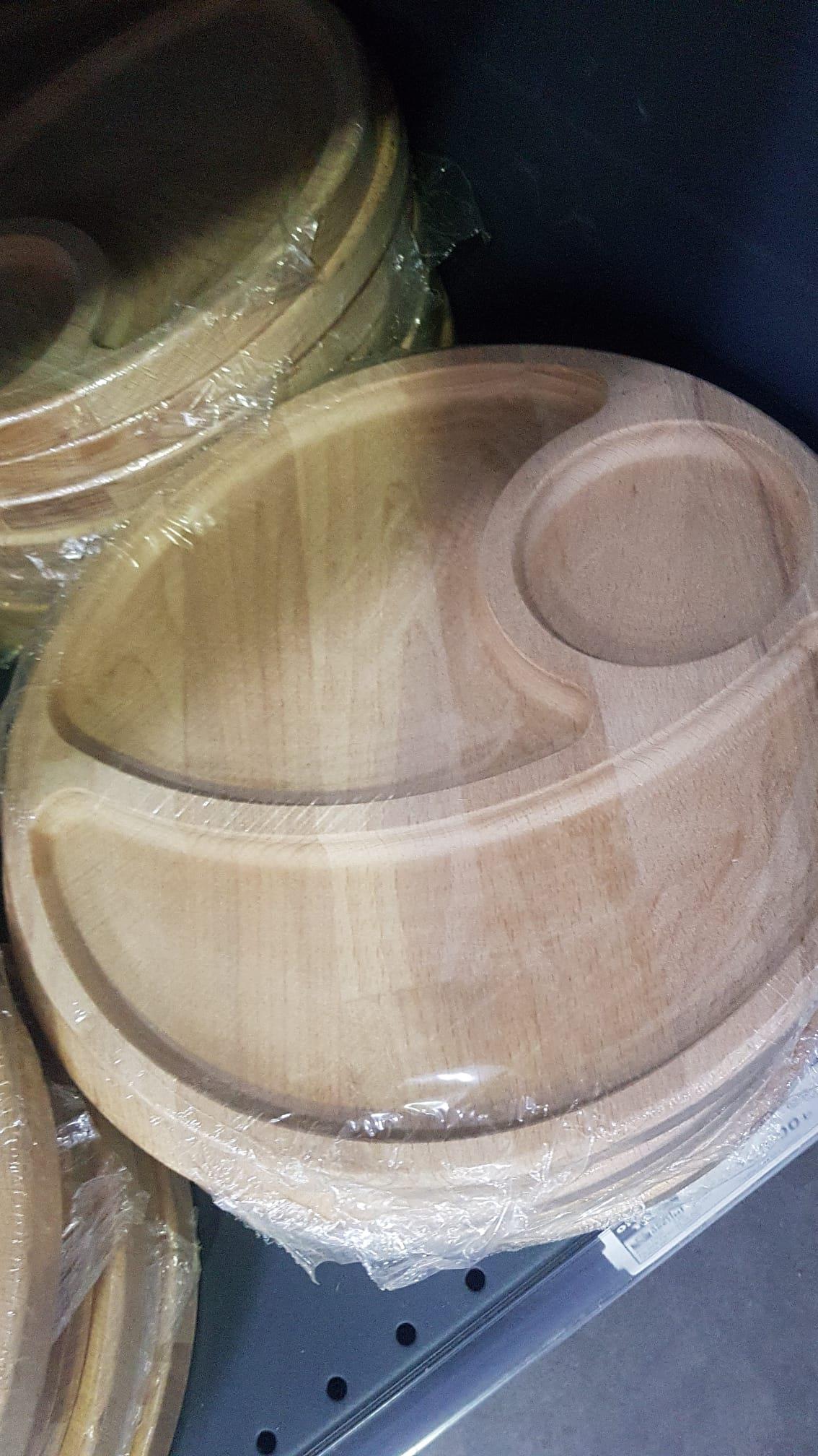 Ahşap Yuvarlak Çerezlik Bardaklı 0046