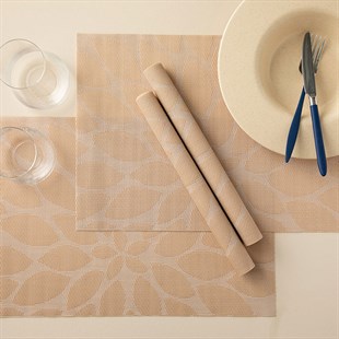 English Home Plumeria Pvc Placemat 30x45cm Beige Set of 4 - Baqqalia.com - The Best Shop to Buy Turkish Food and Products - Free Worldwide Express Shipping Over $152