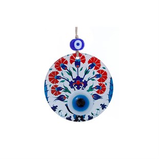 Iznik Carnation Patterned Evil Eye Bead - Baqqalia.com - The Best Shop to Buy Turkish Food and Products - Worldwide Free Shipping for Every Order Above 150 USD