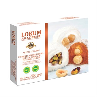 Lokum Akademisi Afyon Delight with Hazelnut Pistachio 500g - Baqqalia.com - The Best Shop to Buy Turkish Food and Products - Worldwide Free Shipping for Every Order Above 150 USD