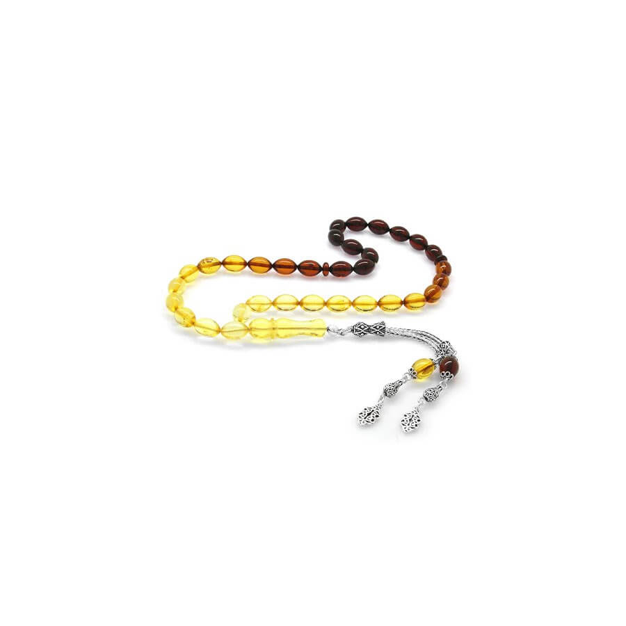 1000 Sterling Silver Tria Kazaz Tasseled Barley Cut Red-Yellow Drop Amber Rosary - Baqqalia.com - The Best Shop to Buy Turkish Food and Products - Worldwide Free Shipping for Every Order Above 150 USD