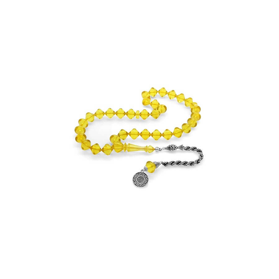 925 Sterling Silver Tasseled Istanbul Cut Soft Yellow Large Size Amber Drop Rosary - Baqqalia.com - The Best Shop to Buy Turkish Food and Products - Worldwide Free Shipping for Every Order Above 150 USD