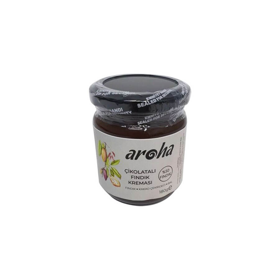 AROHA Hazelnut cream with organic honey 180g single jar  - Baqqalia.com - The Best Shop to Buy Turkish Food and Products - Worldwide Free Shipping for Every Order Above 100 USD