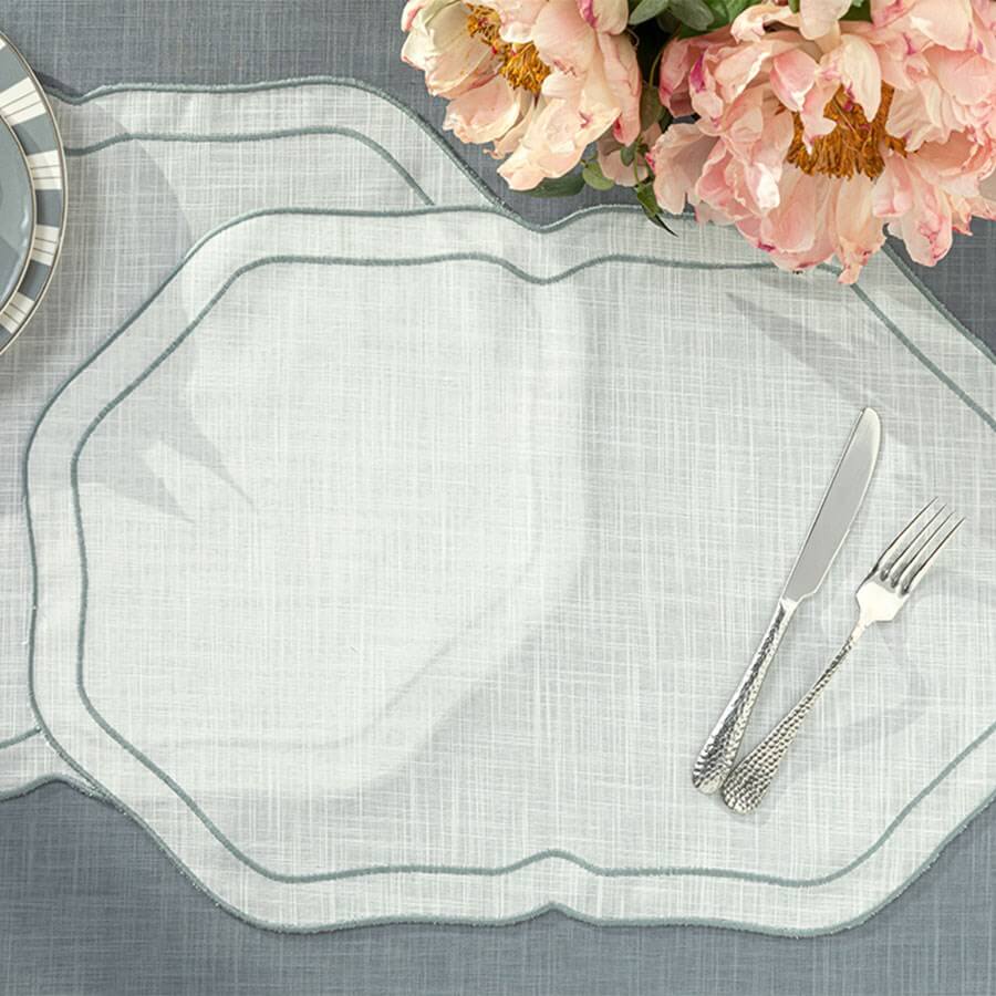Arzu Sabanci Adora Polyester Placemat 35X50cm White - Gray Set of 2 - Baqqalia.com - The Best Shop to Buy Turkish Food and Products - Free Worldwide Express Shipping Over $184