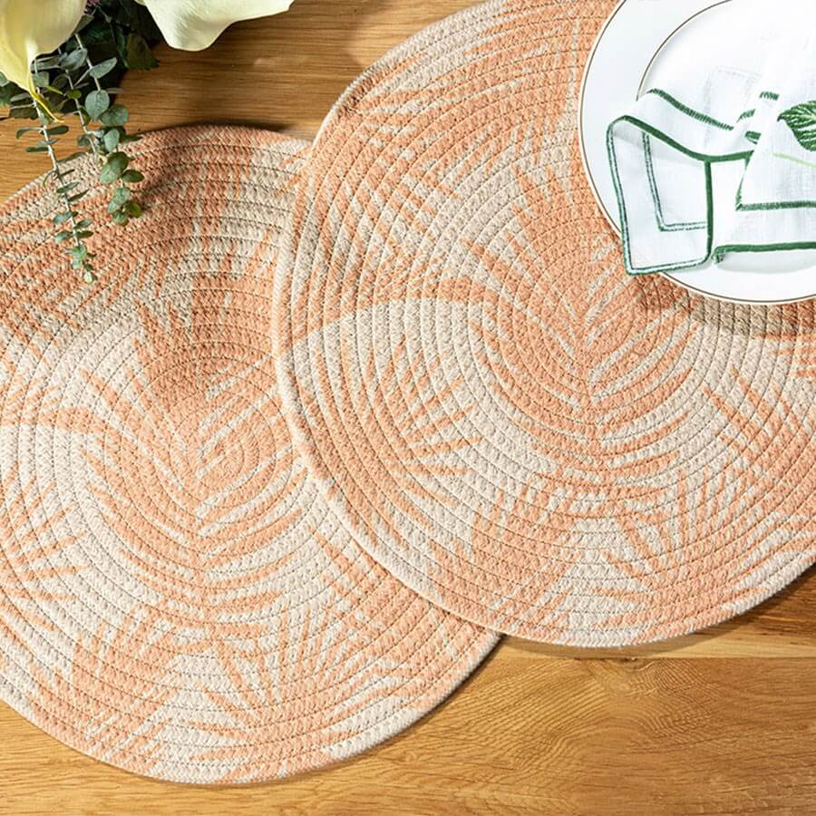 Arzu Sabanci Morris Cotton Placemat 38cm Orange Set of 2  - Baqqalia.com - The Best Shop to Buy Turkish Food and Products - Free Worldwide Express Shipping Over $189