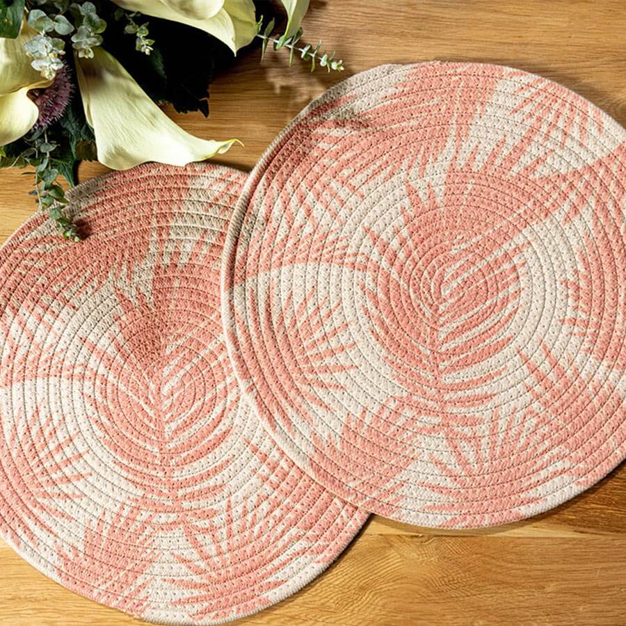 Arzu Sabanci Morris Cotton Placemat 38cm Pink Set of 2 - Baqqalia.com - The Best Shop to Buy Turkish Food and Products - Free Worldwide Express Shipping Over $185