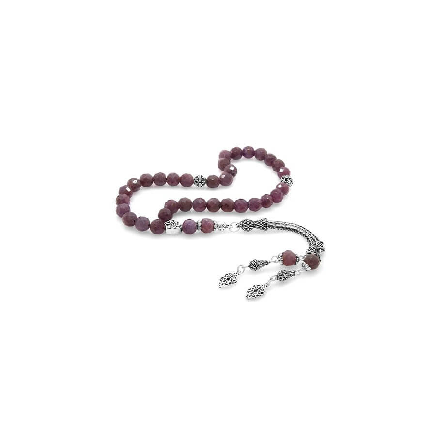 Collectible 925 Sterling Silver Tasseled Faceted Ruby Natural Stone Rosary - Baqqalia.com - The Best Shop to Buy Turkish Food and Products - Worldwide Free Shipping for Every Order Above 150 USD
