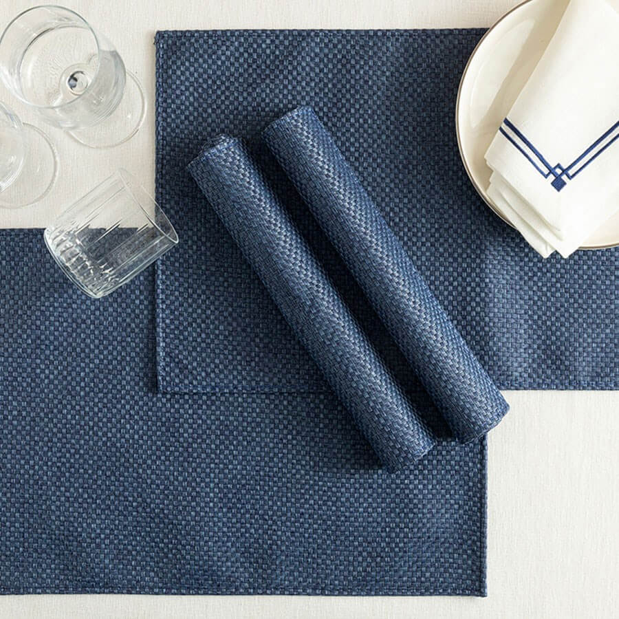 English Home Dora Polyester & Ramie Placemat 45x30cm Navy Blue set of 4 - Baqqalia.com - The Best Shop to Buy Turkish Food and Products - Free Worldwide Express Shipping Over $163