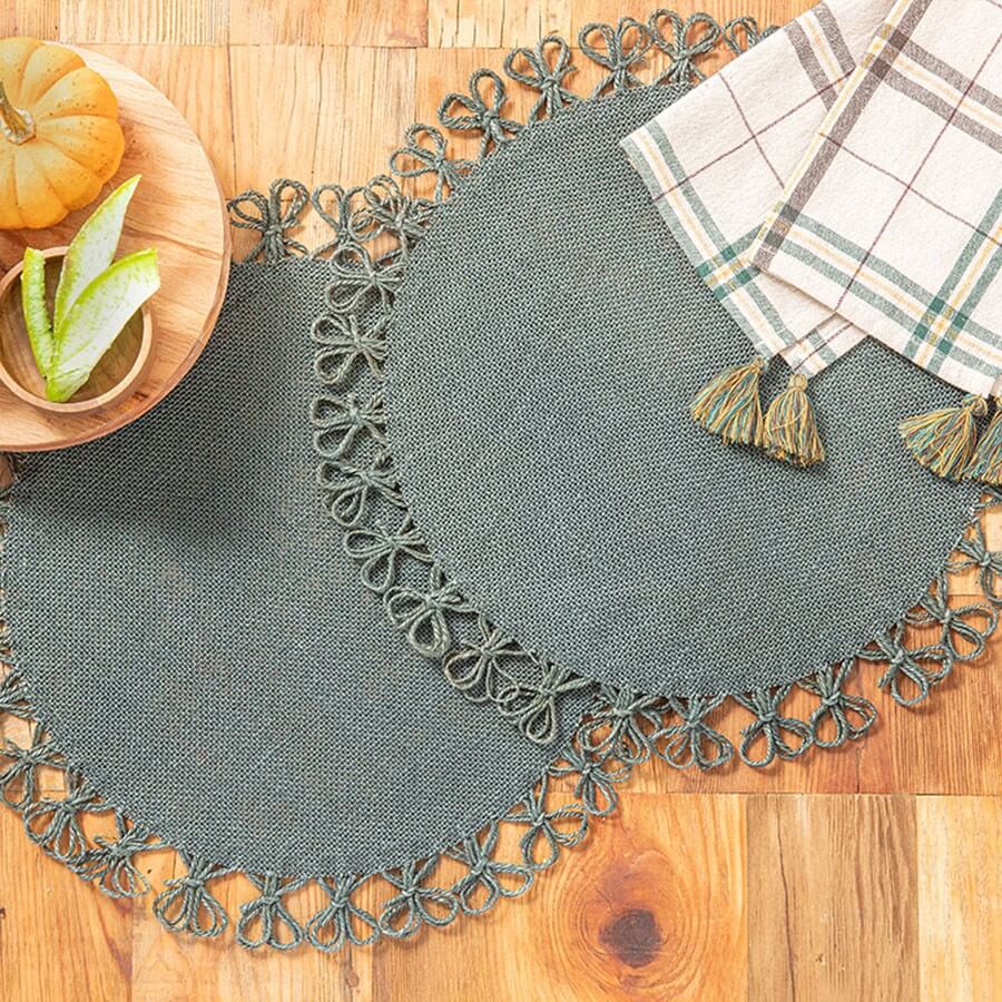 English Home Florale Jute Placemat 38cm Gray Set of 2 - Baqqalia.com - The Best Shop to Buy Turkish Food and Products - Free Worldwide Express Shipping Over $174