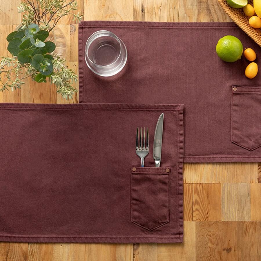 English Home Harvey Cotton Placemat 30x45cm Plum Colour Set of 2 - Baqqalia.com - The Best Shop to Buy Turkish Food and Products - Free Worldwide Express Shipping Over $162
