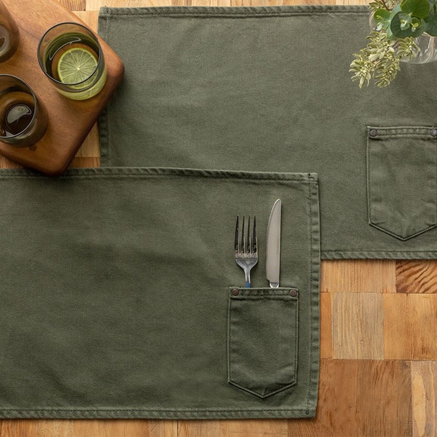 English Home Harvey Cotton Placemat 30x45cm Green Set of 2 - Baqqalia.com - The Best Shop to Buy Turkish Food and Products - Free Worldwide Express Shipping Over $161