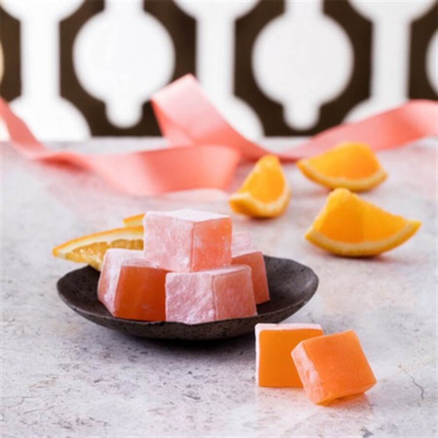 Hafiz Mustafa Turkish Delight with Orange 1kg - Baqqalia.com - The Best Shop to Buy Turkish Food and Products - Worldwide Free Shipping for Every Order Above $150