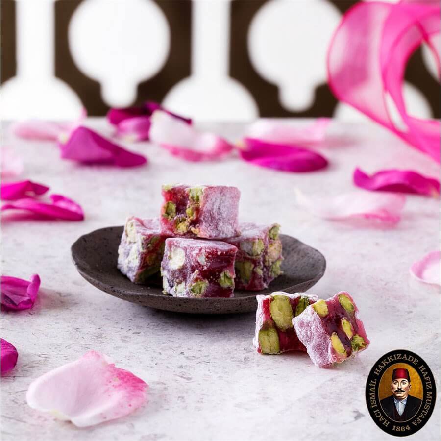 Hafiz Mustafa Turkish Delight with Rose Petals and Double Pistachio 1kg - Baqqalia.com - The Best Shop to Buy Turkish Food and Products - Worldwide Free Shipping for Every Order Above $150
