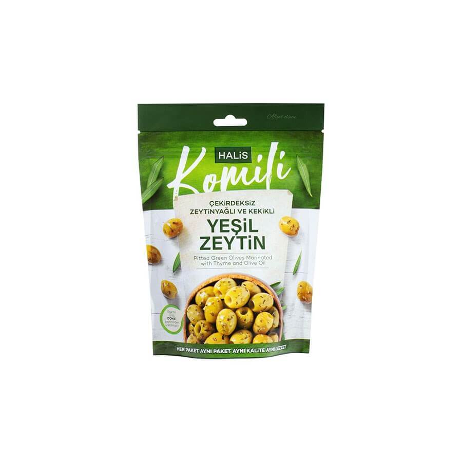 Halis Komili Green Olives with Olive Oil and Thyme 170G