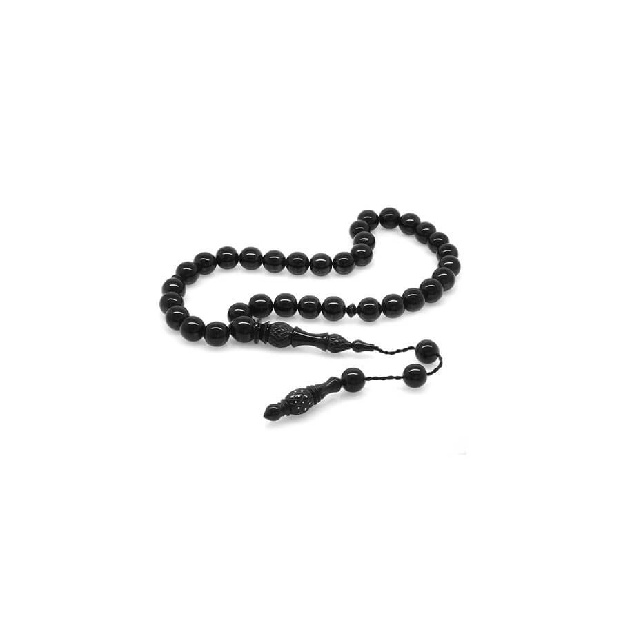 Imam with Caliper Workmanship Pen Embroidered Sphere Cut Erzurum Oltu Stone Rosary - Baqqalia.com - The Best Shop to Buy Turkish Food and Products - Worldwide Free Shipping for Every Order Above 150 USD