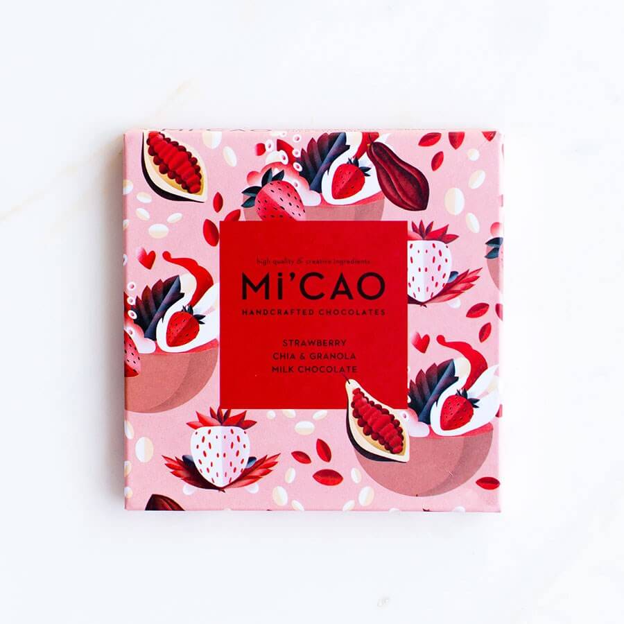 Mi’Cao Milk Chocolate Tablet With Strawberry Granola 35G - Baqqalia.com - The Best Shop to Buy Turkish Food and Products - Worldwide Free Shipping for Every Order Above 150 USD