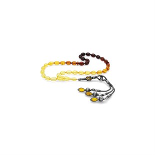 1000 Sterling Silver Tria Kazaz Tasseled Barley Cut Yellow - Red Amber Drop Rosary - Baqqalia.com - The Best Shop to Buy Turkish Food and Products - Worldwide Free Shipping for Every Order Above 150 USD