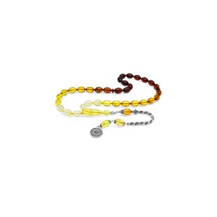 925 Sterling Silver Tasseled Maxi Size Barley Cut Strained Red-Yellow Drop Amber Rosary - Baqqalia.com - The Best Shop to Buy Turkish Food and Products - Worldwide Free Shipping for Every Order Above 150 USD