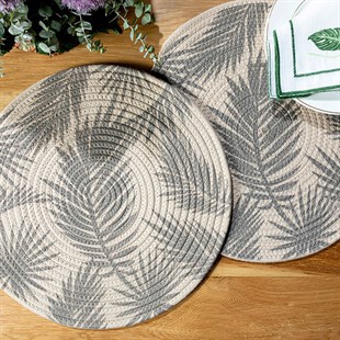 Arzu Sabanci Morris Cotton Placemat 38cm Black Set of 2 - Baqqalia.com - One-Stop-Shop for Turkey's Best Home Textile Brands - Enjoy best prices with free worldwide shipping for every order over $150