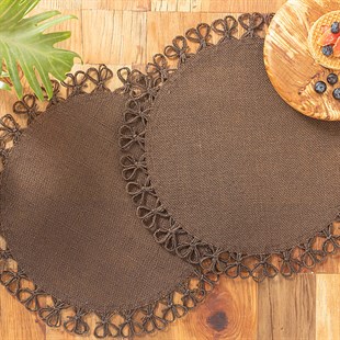 English Home Florale Jute 2 Place Placemat 38 Cm Brown - Baqqalia.com - The Best Shop to Buy Turkish Food and Products - Free Worldwide Express Shipping Over $173