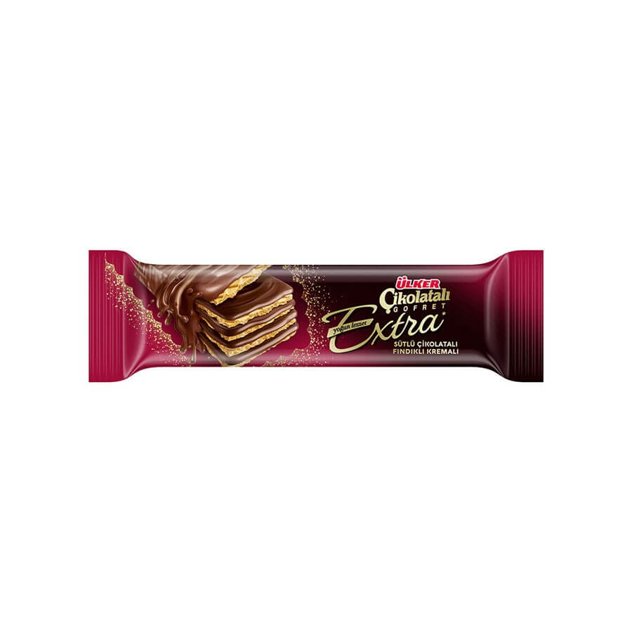 Ülker Extra Milk Chocolate Coated Wafer with Hazelnut 45 G - Baqqalia.com - The Best Shop to Buy Turkish Food and Products - Worldwide Free Shipping for Every Order Above 150 USD