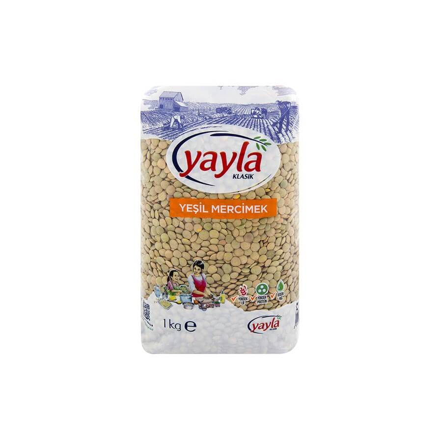 Yayla Green Lentiles 1kg - Baqqalia.com - The Best Shop to Buy Turkish Food and Products - Worldwide Free Shipping for Every Order Above 100 USD