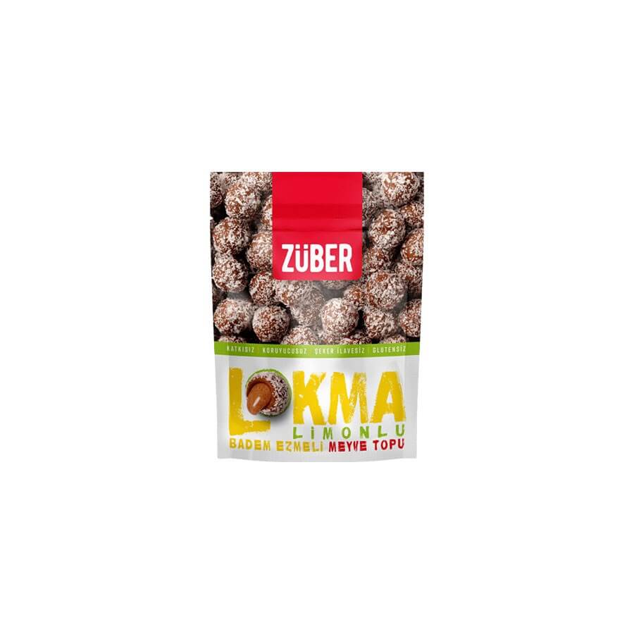 Züber Lokma Fruit Ball with Lemon Almond Butter 96G. - Baqqalia.com - The Best Shop to Buy Turkish Food and Products - Worldwide Free Shipping for Every Order Above 100 USD