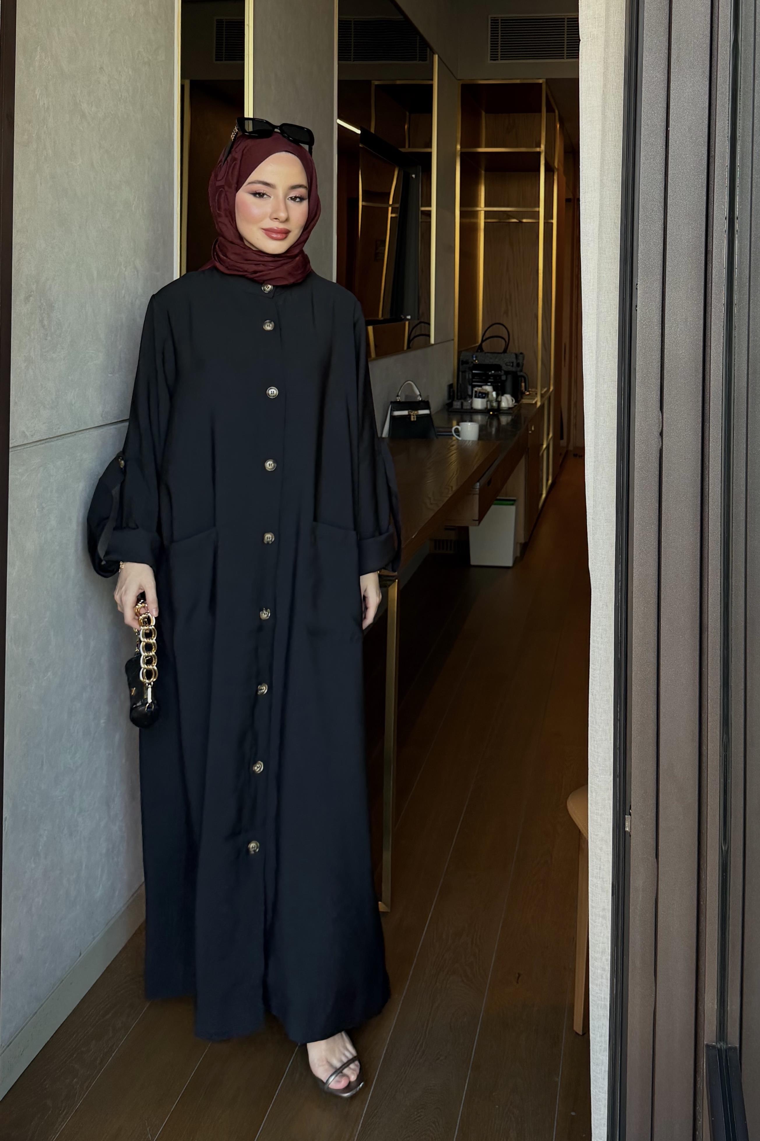 KETEN  ABAYA SİYAH