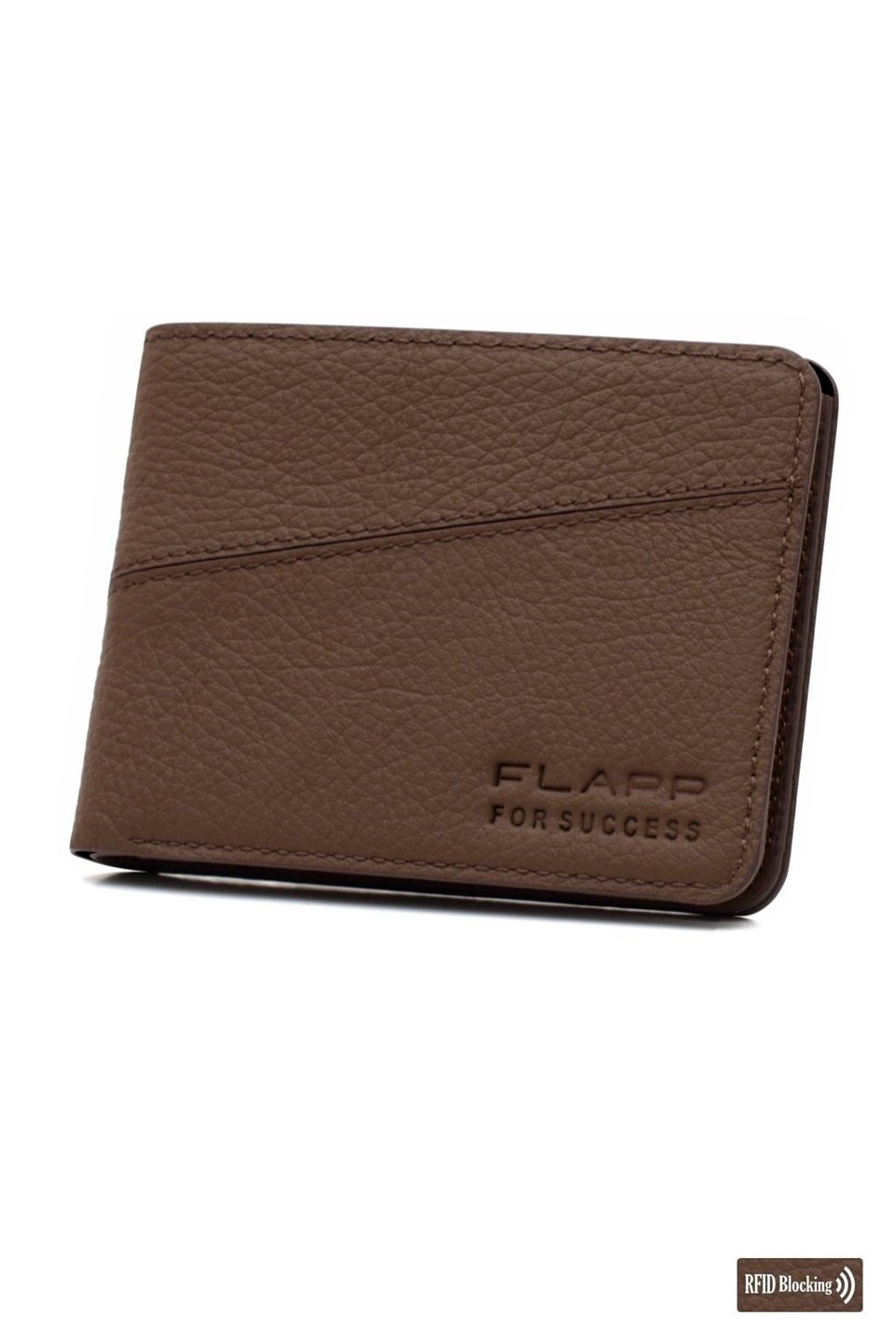 Flapp Hakiki Deri Flotur Kahverengi Rfıd Engelleyici Mini Cüzdan Kartlık