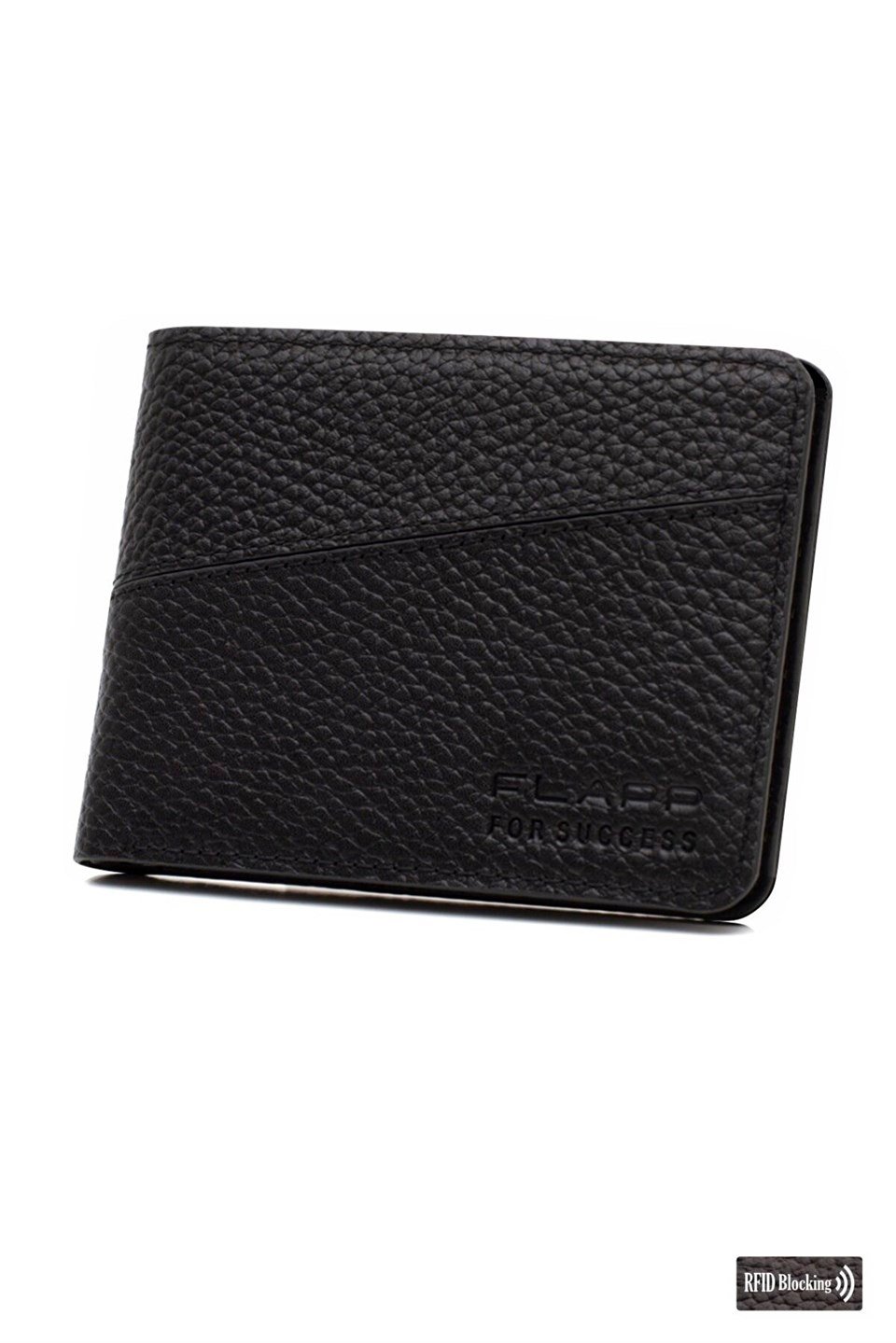 Flapp Hakiki Deri Flotur Siyah Rfıd Engelleyici Mini Cüzdan Kartlık 